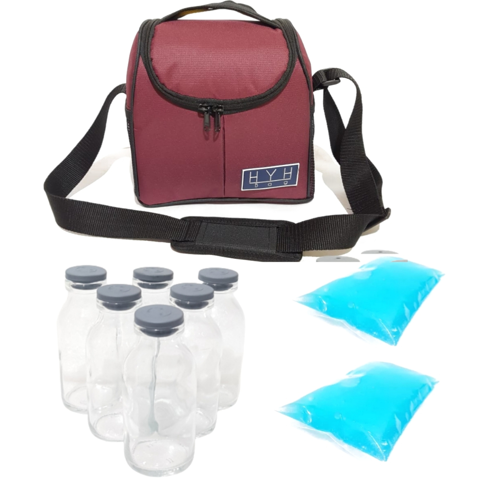 (TAS+6 BOTOL ASI+1 BLUE GEL )  HYH COOLER BAG / TAS ASI HYH / TAS PENDINGIN ASI