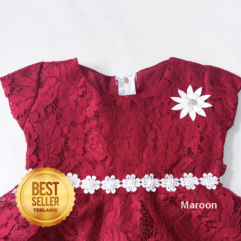 Gaun Pesta Mewah Anak Warna Marun Dress Bayi 6 12 Bulan Korea Style Import Gaun Tutu Mewah Megar Baju Bayi Newborn Pesta Maroon Natal Baptis Aqiqah Gamis Bayi NB