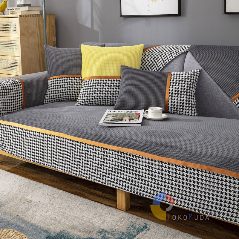 TOKOMUDA COD Sarung Sofa Pola Houndstooth Mewah Lembut COVER Sofa SR52