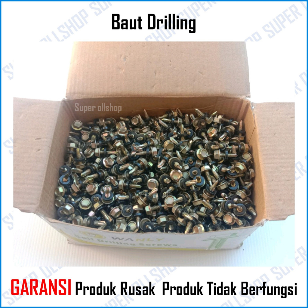 Baut Drilling Skrup Sekrup Roofing Baja Ringan Kuning Panjang 2 Cm 12x20 Harga 1 Kotak