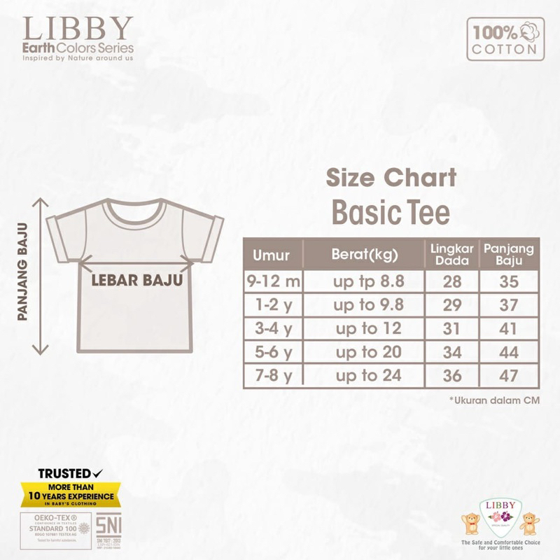 Libby Kaos oblong basic polos Baju T shirt pendek anak unisex