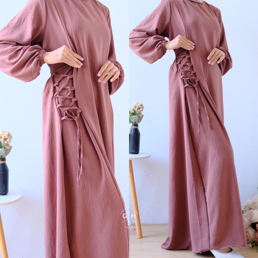 MARTHA GAMIS MAXI TALI SERUT LONG DRESS ATASAN WANITA CRINCLE AIRFLOW PREMIUM (AMD)