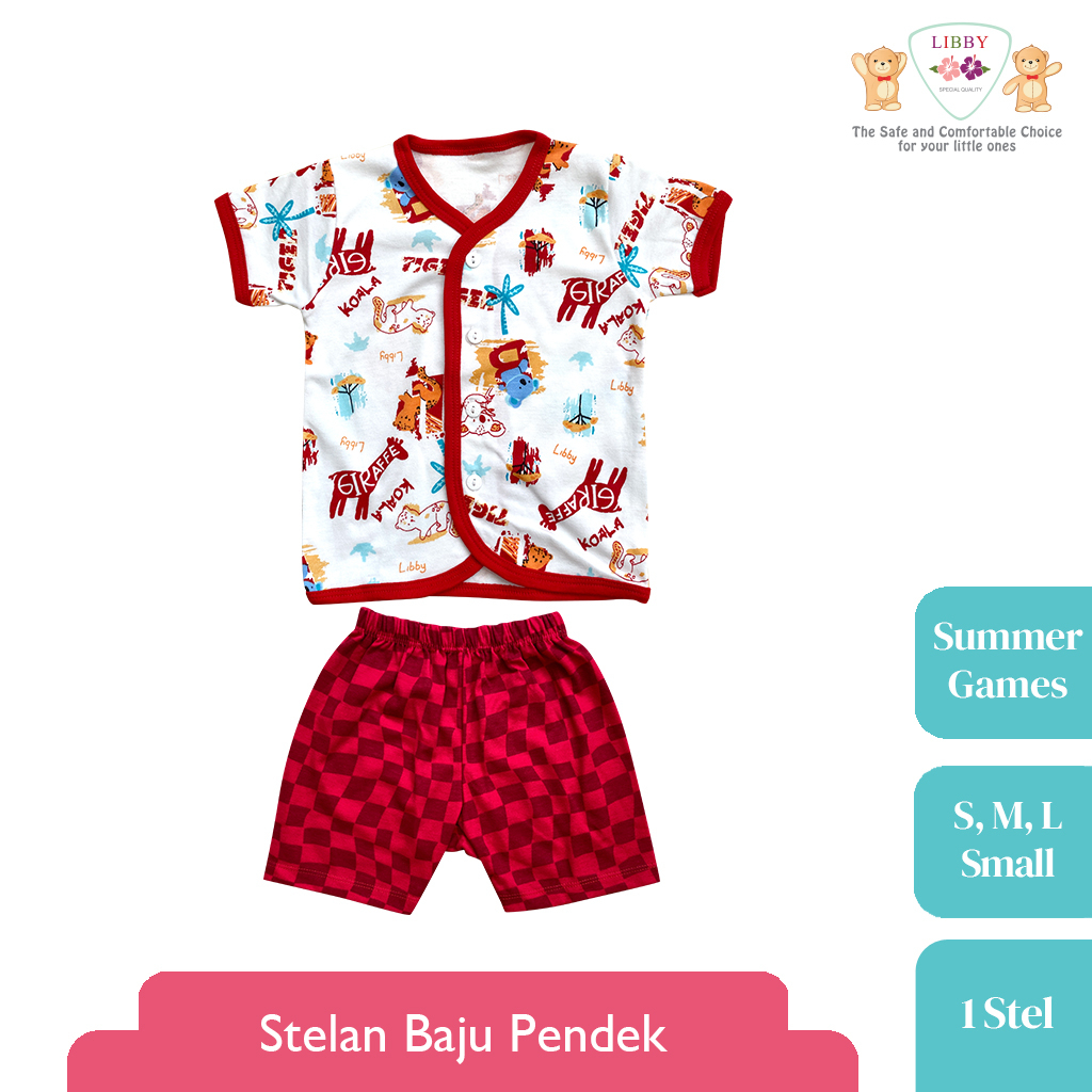 LIBBY Stelan Baju Pendek Anak Kecil Motif Summer Games Baby Collection