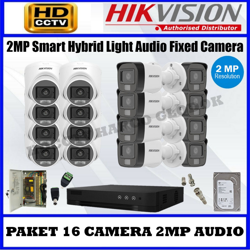 PAKET 16 CAMERA HIKVISION DVR 16 CHANNEL TURBO HD CAMERA 2MP AUDIO