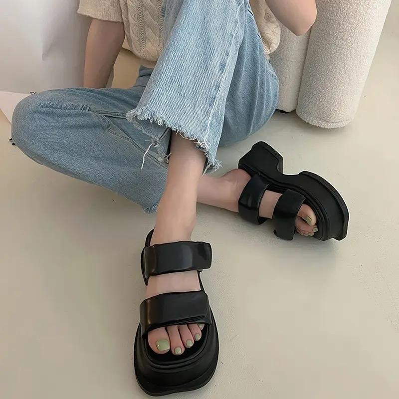 Nadilastuff Seola Platform Wanita Sandal Korea Wanita Hak Tahu Ringan