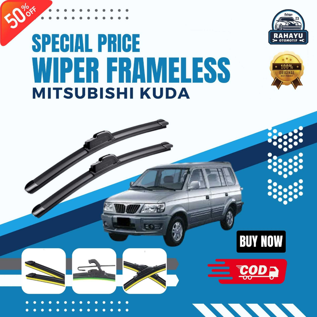 ( BERGARANSI ) Wiper Mobil Frameless Mitsubishi Kuda Sepasang Isi 2 Pcs Kanan Kiri | Wiper Kaca Mobi