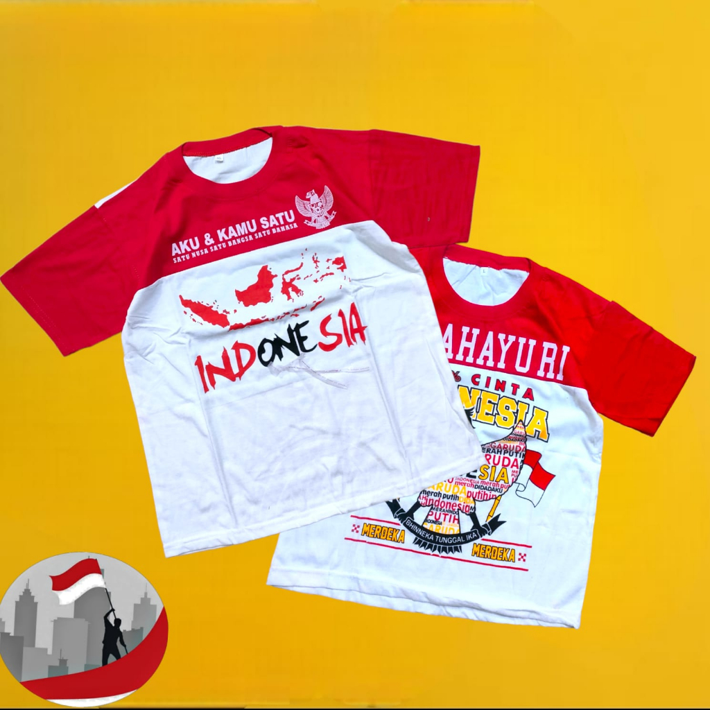 Atasan Kaos Merah Putih Dewasa/Promo Baju Kaos Hut Ri/Atasan Dewasa Kaos/Baju Kaos Merah Putih