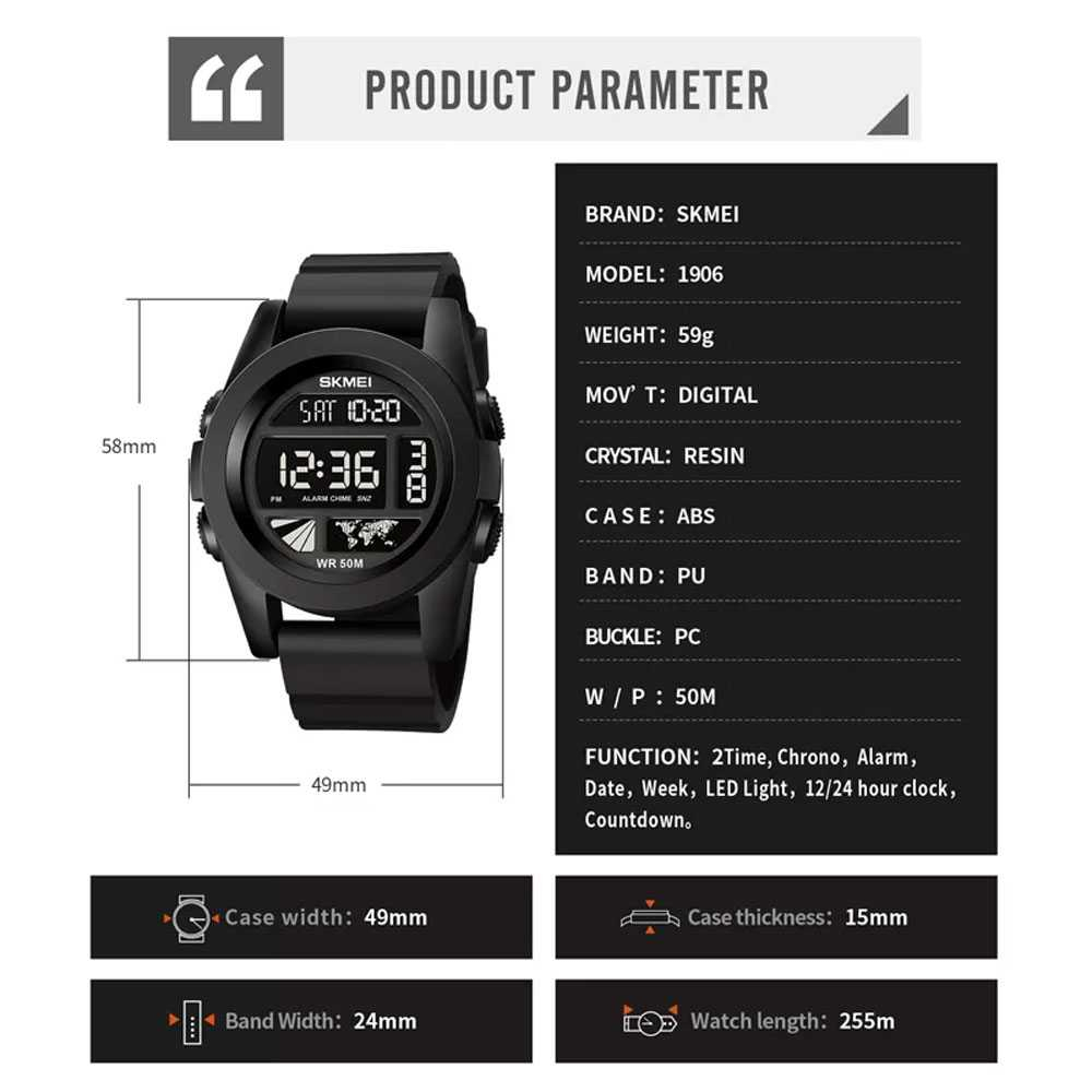 Jam Tangan Digital Pria Waterproof Jamtangan Trendy Cowok Kekinian Desain Modern Anti Air Berkualitas