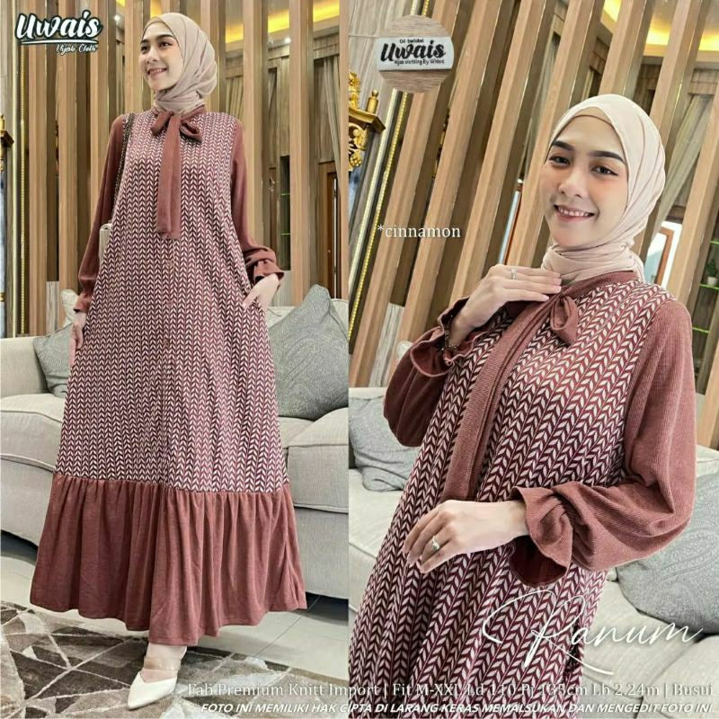 Ranum Maxy, GAMIS WANITA MUSLIM CANTIK MODIS FIT XXL LD 110-120 BAHAN PREMIUM KNIT IMPORT KANCING AKTIF TERMURAH OOTD KEKINIAN TERLARIS