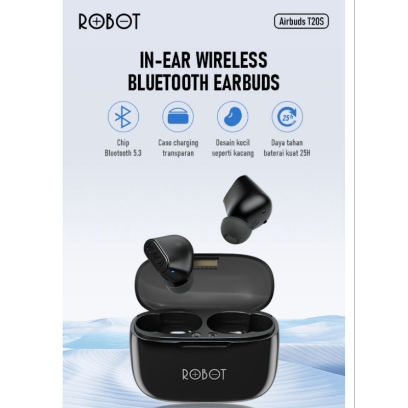 Robot Headset Bluetooth TWS T20S Tru Wireless Airbuds Earphone Garansi Original Resmi 1tahun