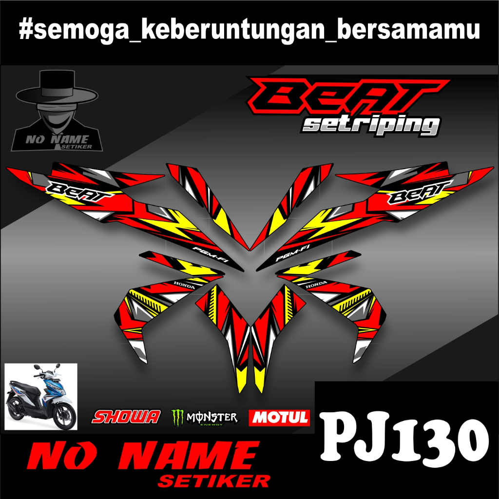 Striping stiker setiker Motor Beat esp (pj130) 2016 2017 2018 2019 / Fi New Esp Iss Variasi Honda 002