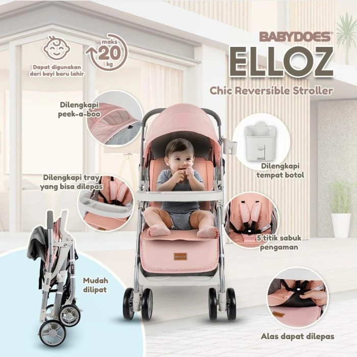 Makassar! Stroller Babydoes CH SN 324 Elloz Reversible / Kereta Dorong Bayi