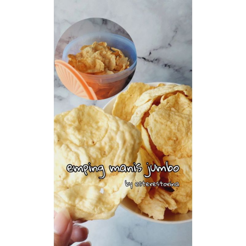 

Emping manis jumbo / emping melinjo lebar 500gram / emping goreng kering asli original produksi semarang / emping ester estorina