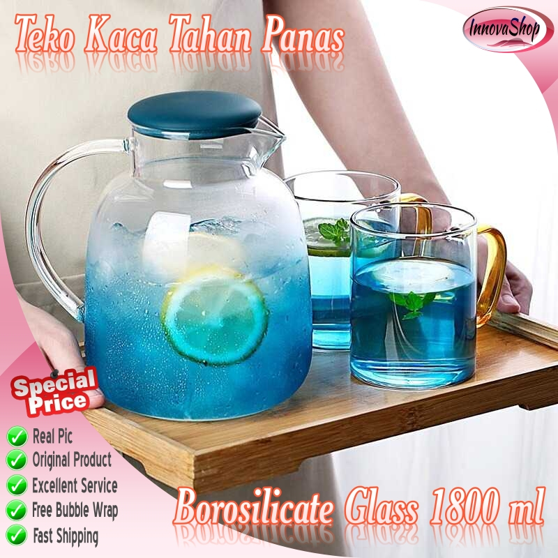 Teko Kaca Teh Tahan Panas Pitcher Borosilicate Glass 1800 ml