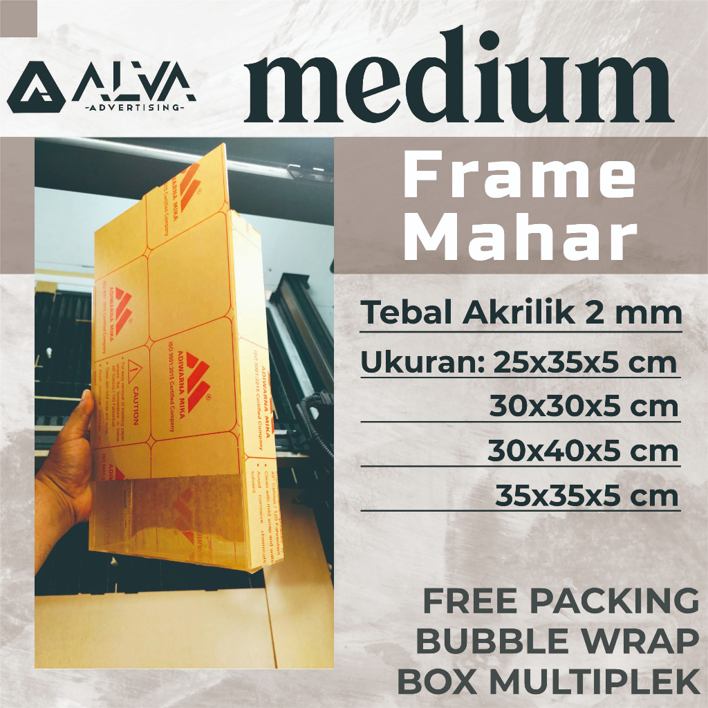 Frame Mahar Akrilik 2 mm Model Sleding 30x30 25x35 30x40 35x35 Box Acrylic