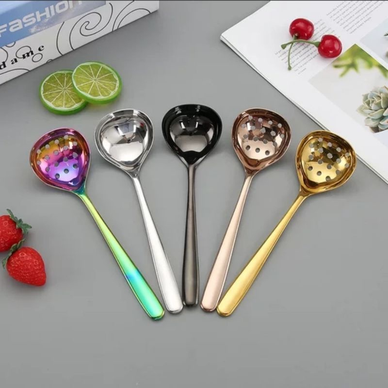 NEXXIO SENDOK KUAH STAINLESS SUS 304 / CENTONG SOP / Soup Spoon Gold / Sendok Sup kuah sayur stainless steel /  Sendok Sup Korea Gold / Sendok Kuah Gold / Sendok Hotpot