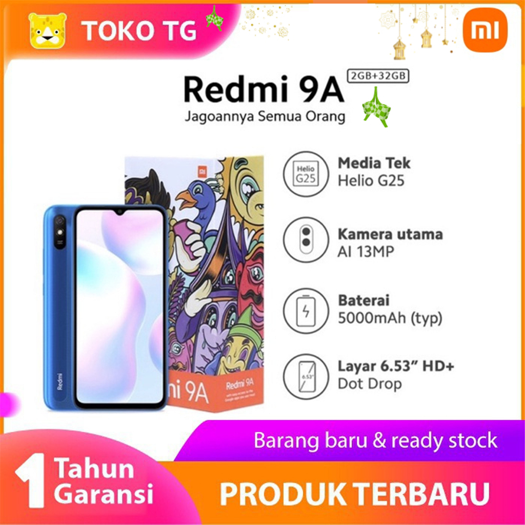 Xiaomi Redmi 9A 2/32GB 3/32GB 6.53&quot; HD Mi Smartphone AI Face Unlock Garansi resmi