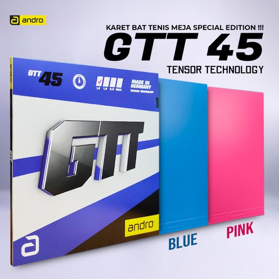 Karet Bet Pingpong Tenis Meja ANDRO GTT 45 BLUE PINK Original