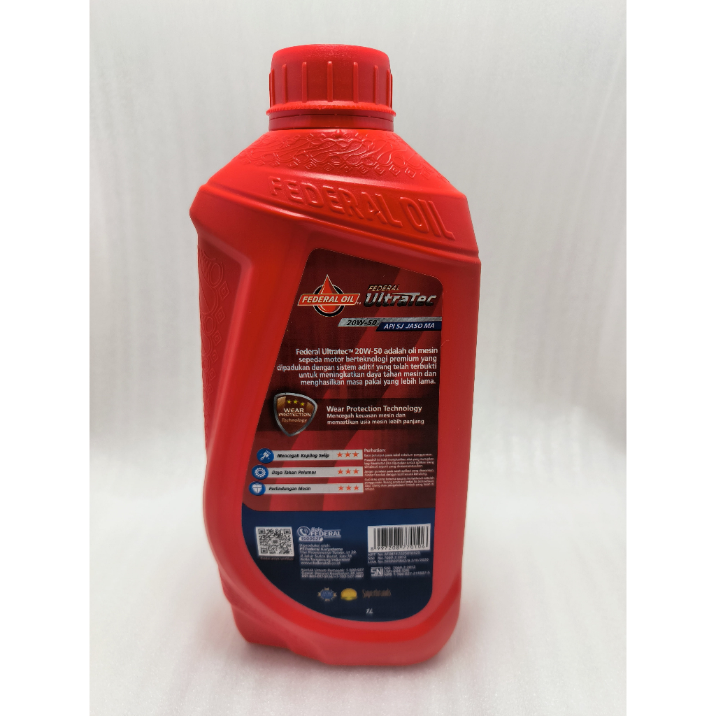 OLI ULTRATEC federal merah...1 LITER... 20 w 50 jaso MA.