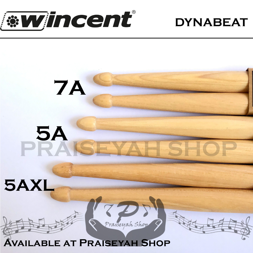 Stick Drum Hickory Dynabeat by Wincent 5A 7A 5AXL Stik Dyna Beat