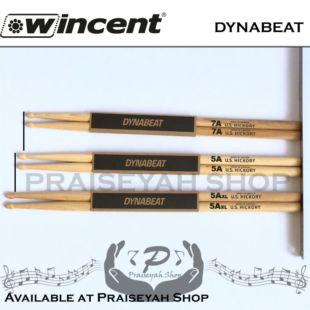 Stick Drum Hickory Dynabeat by Wincent 5A 7A 5AXL Stik Dyna Beat