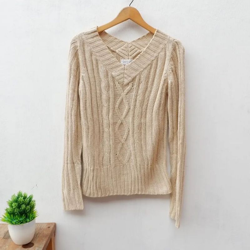 Cinema club knitt / knitt krem / knitt rajut / baju rajut