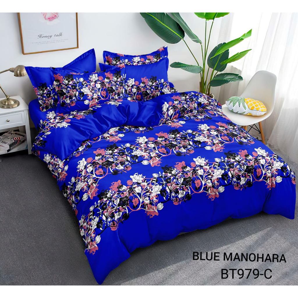 Sprei Set JUMBO 240x200 Katun BONITA/Sprei JUMBO Motif-Manohara Biru