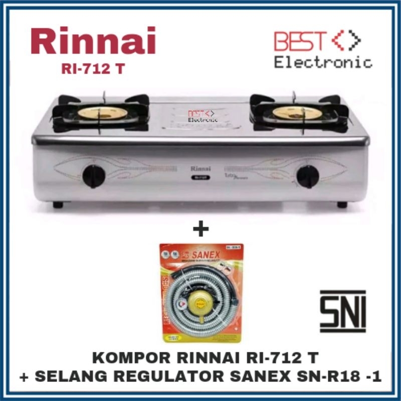 Kompor Gas 2 Tungku Rinnai RI 712T Stainless Kompor Api Turbo Rinnai RI712T Kompor RI 712 T / RI