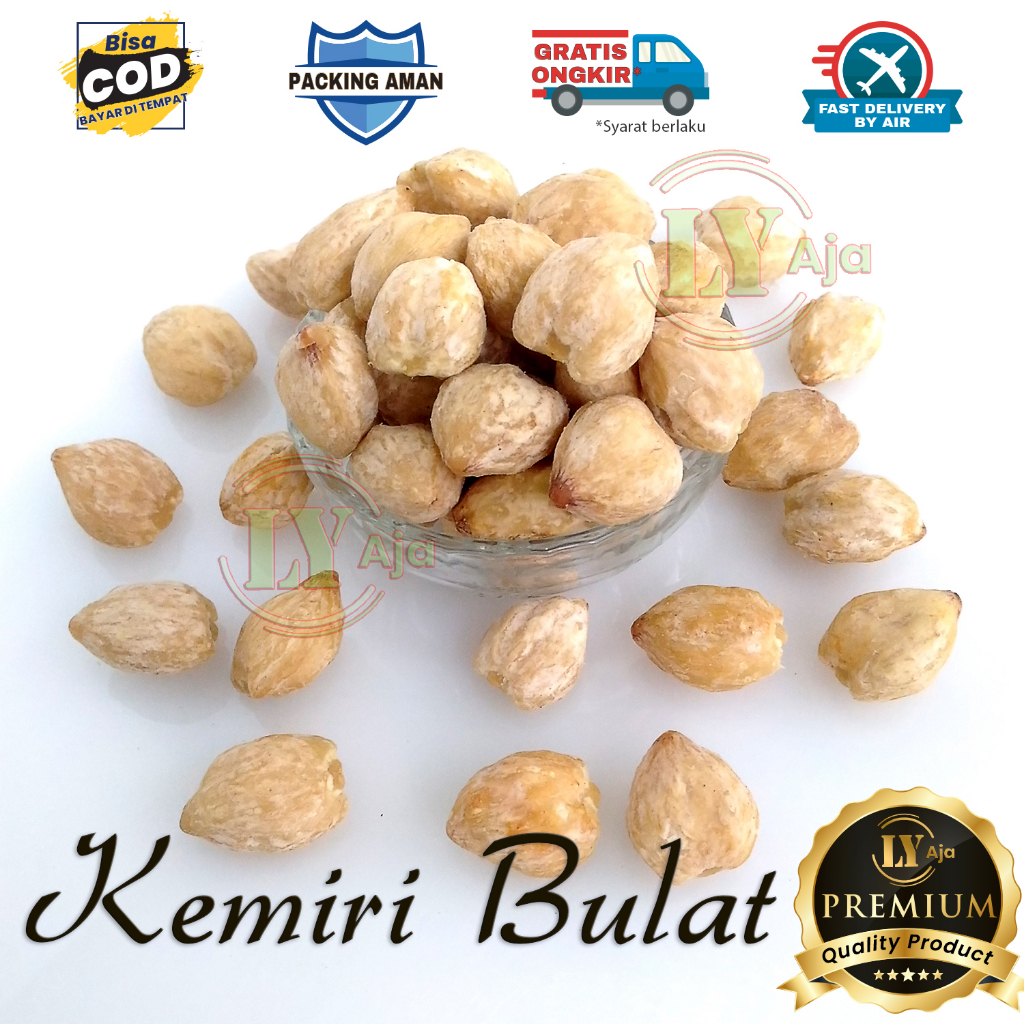 Kemiri Bulat Utuh Medan 100 Gram LY Aja Super