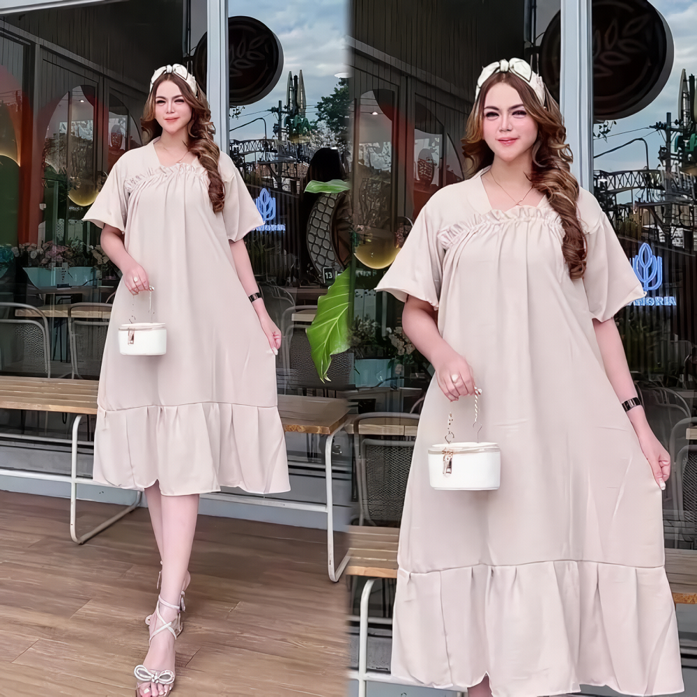 DRESS FUJI BAHAN CRINCLE AIRFLOW / HOMEDRESS LAURA KERUT PREMIUM