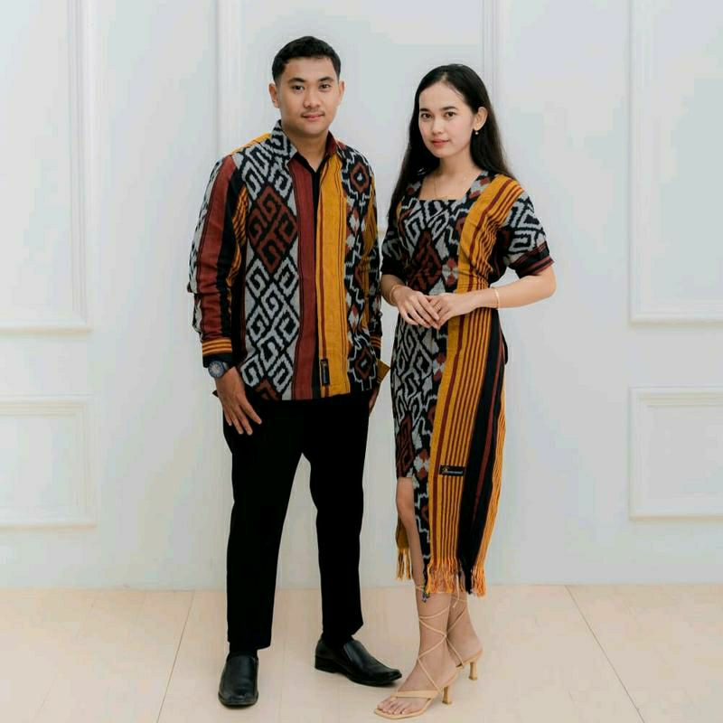 SET PAKAIAN COUPLE TENUN JEPARA BAJU DRESS PREWEDDING DRESS COUPLE TENUN KEMEJA COUPLE TENUN NTT TOR