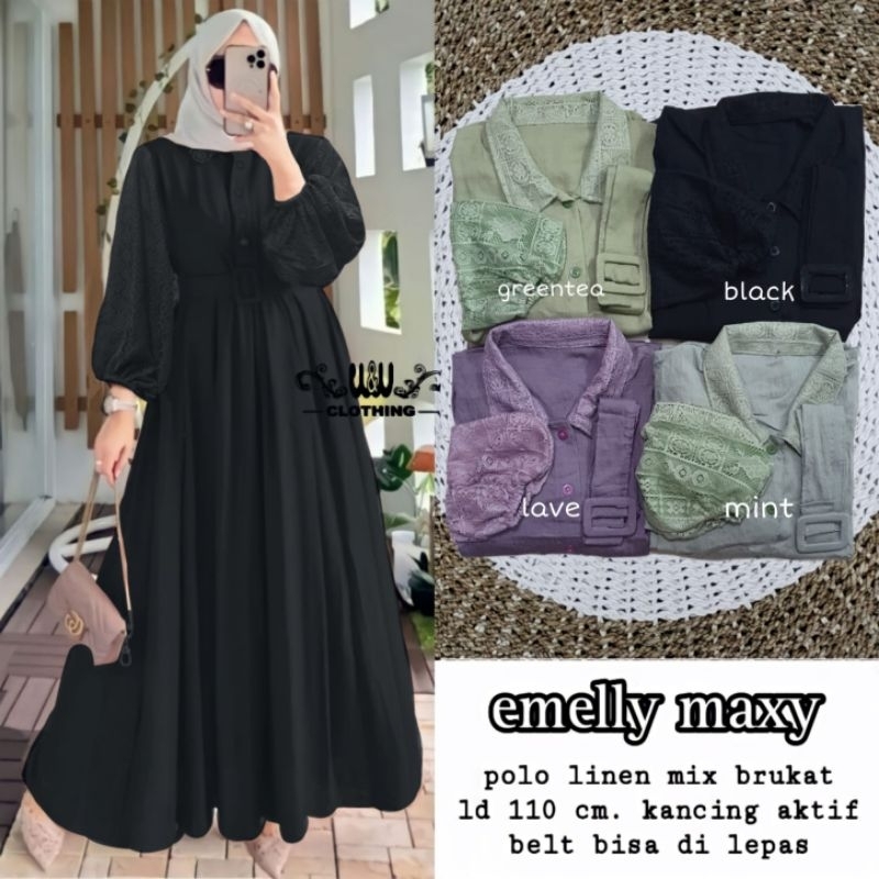 EMELLY MAXY BY U&U || Polo linen mix bruklat || BISA COD