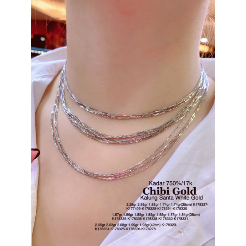 CHIBIGOLD - Kalung Santa putih / white gold emas 750 kadar 17k kalung Santa italy putih 750 - chibi