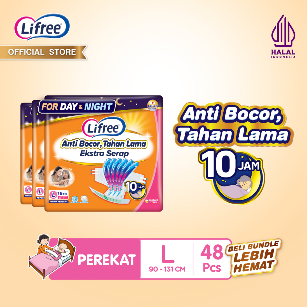 Lifree Popok Dewasa Perekat - L 16 - 3 Packs