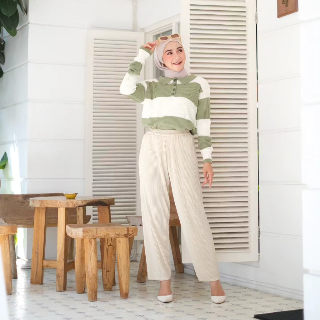 CELANA PLISKET CUTTING SLIM TERBARU / CELANA PLISKET JUMBO / CELANA KERJA WANITA / MAUDY PANTS DEEWIDIY