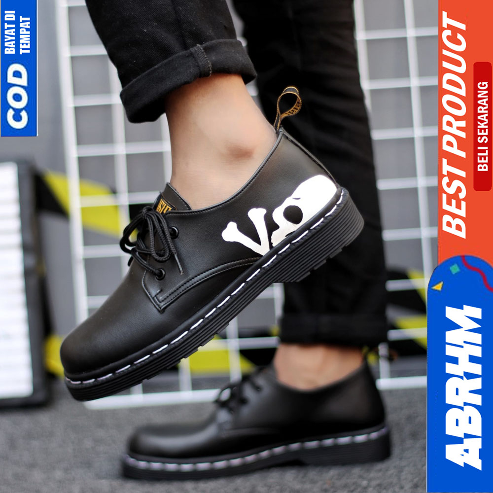 ABRHM Sepatu Formal Pantofel Docmart Low Boot Kerja Hitam Pria