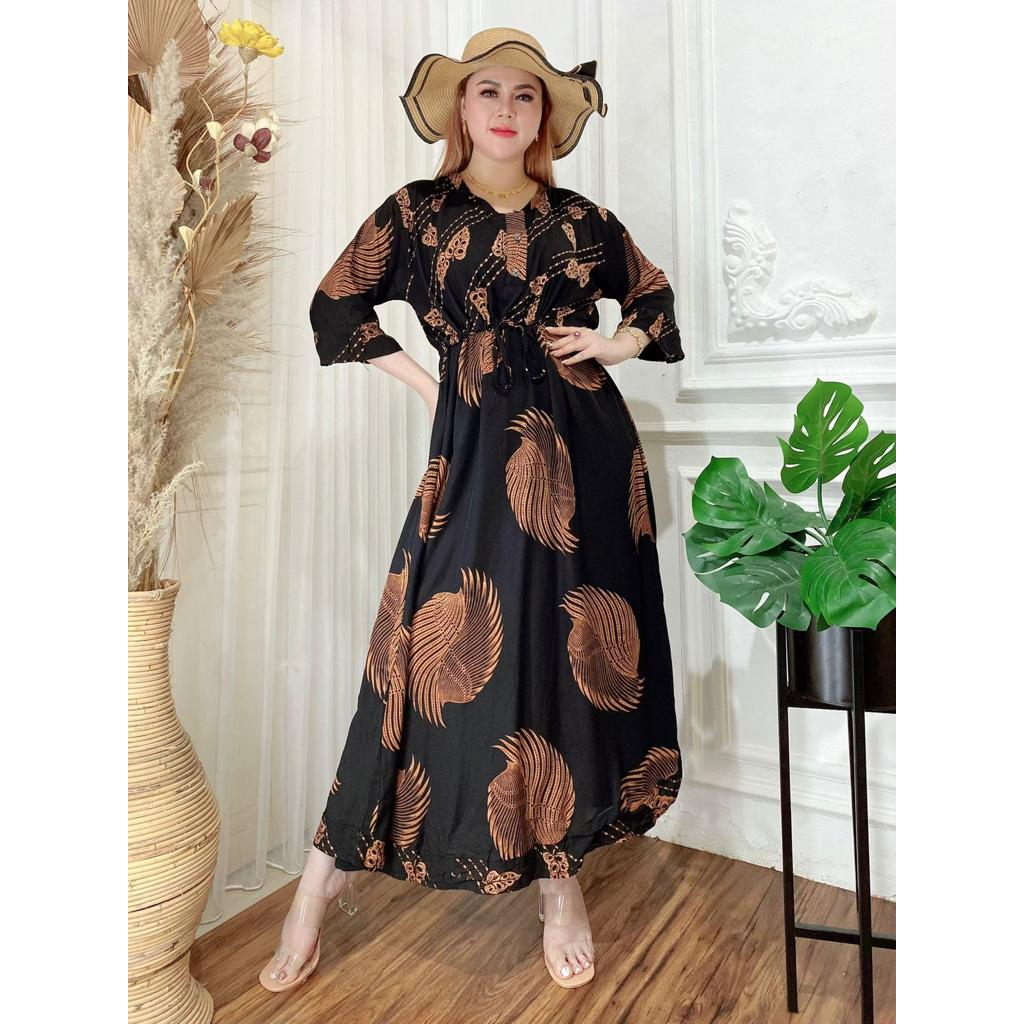 PAKAIAN WANITA DASTER PANJANG LONG DRESS MAURA PRINTING TERBARU