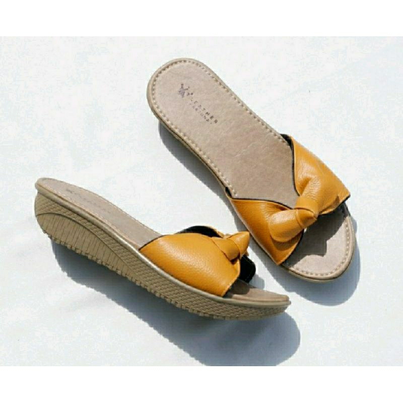 Sandal Kulit Sapi Asli Wedges Wanita