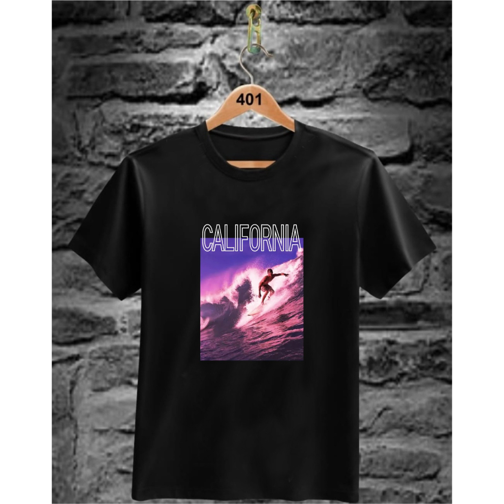 KAOS TSHIRT ATASAM PRIA DTF SURFING/SUNSET BEACH/CALIFORNIA