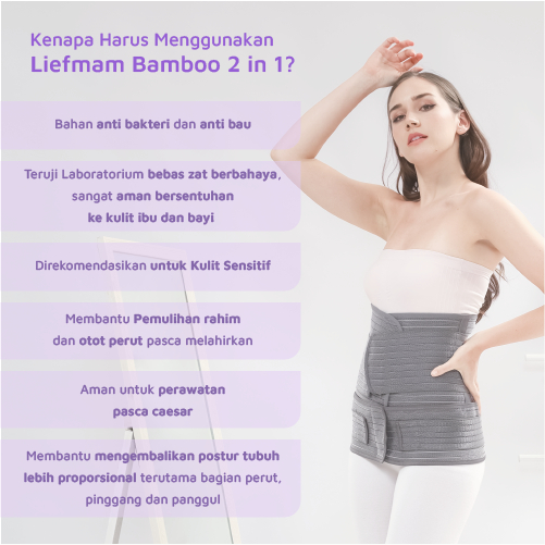 Liefmam Bamboo 2 in 1 - Korset Peramping Pasca Melahirkan Dengan Serat Bambu Alami