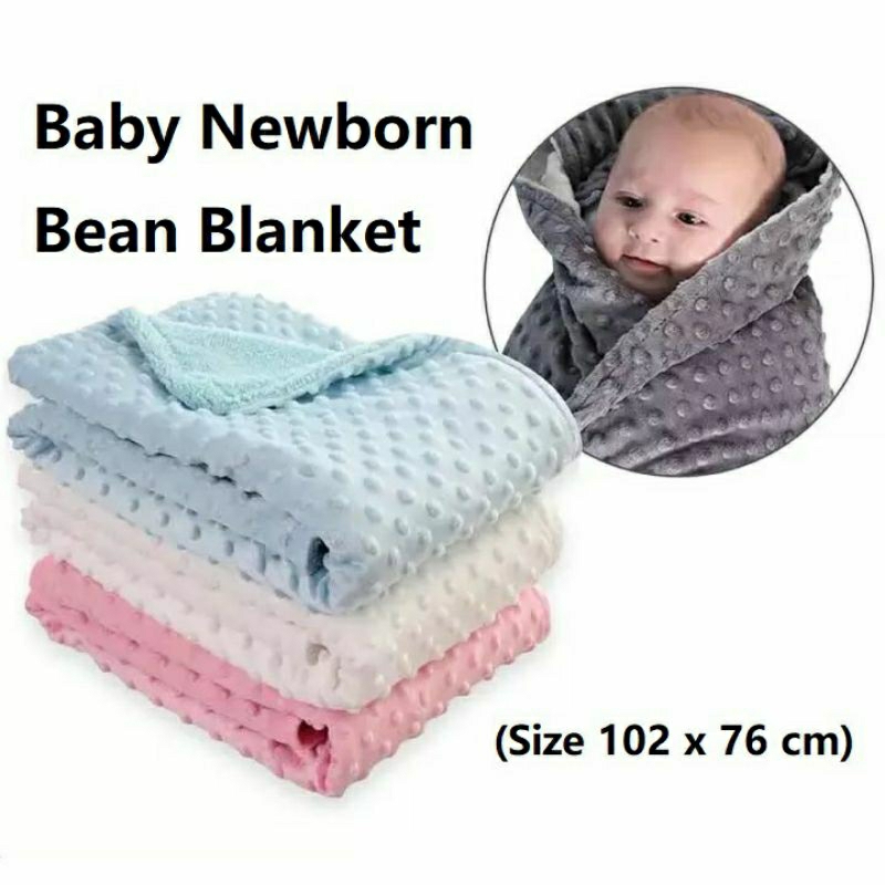 Selimut Bayi Fleece Bubble Minky Dot  102x76cm Warna Polos | Baby Blanket Newborn