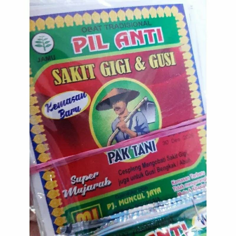 

pil pak tani obat sakit gigi (harga 1 slip isi 5 hanger)