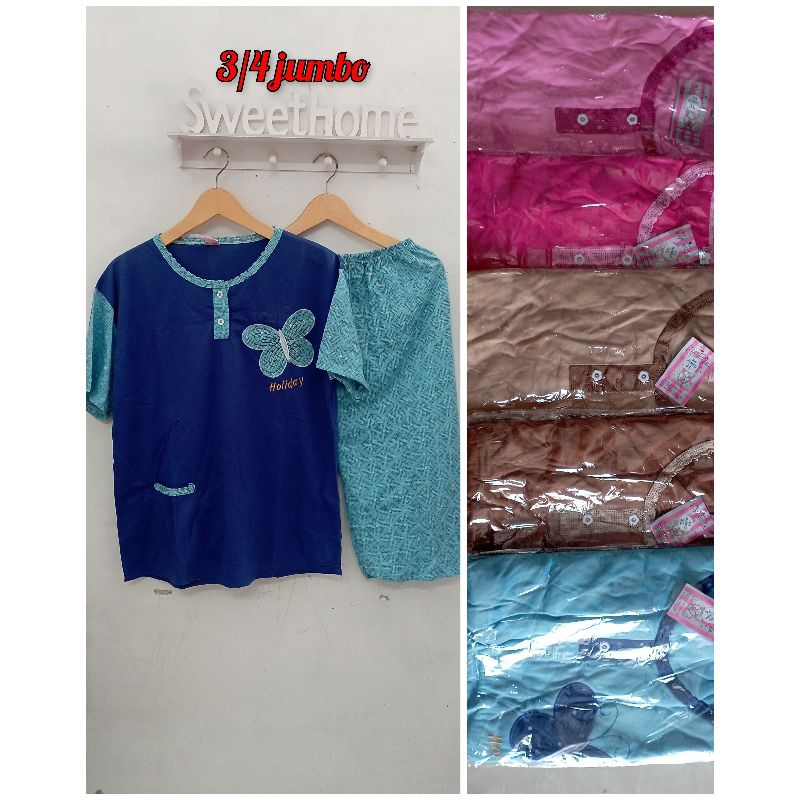 Baju tidur jumbo 3/4, baju tidur jumbo pendek