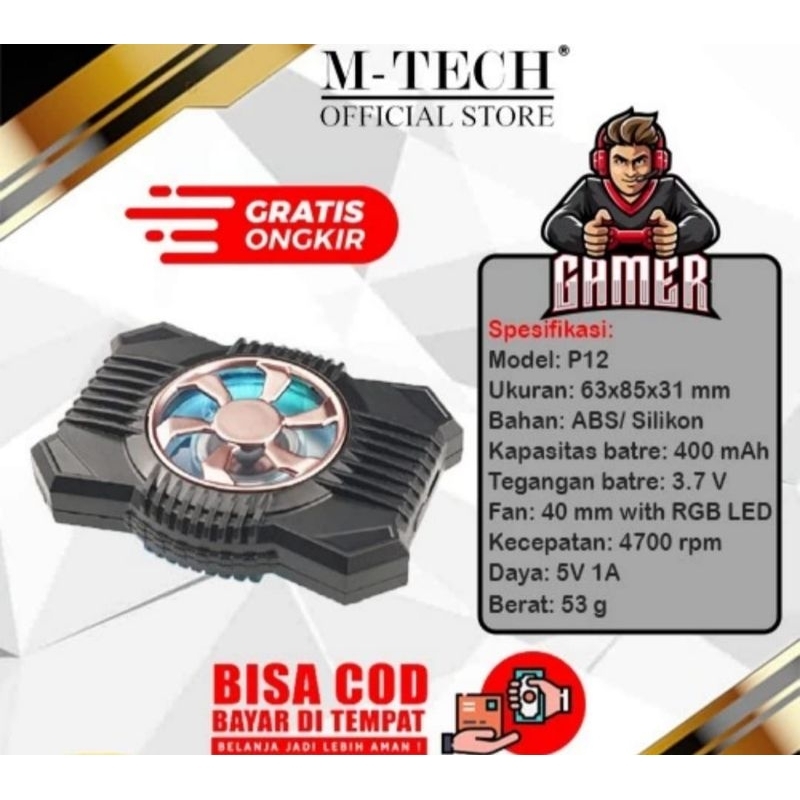 cooling pad mobile Smart phone kipas pendingin, hp Gaming Gamepad Mtec