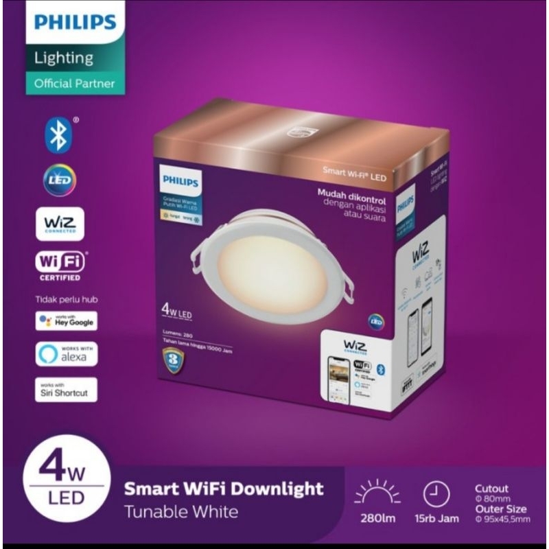 Lampu Philips Dowlight Smart LED WIFI 4W Tunable White -4Watt