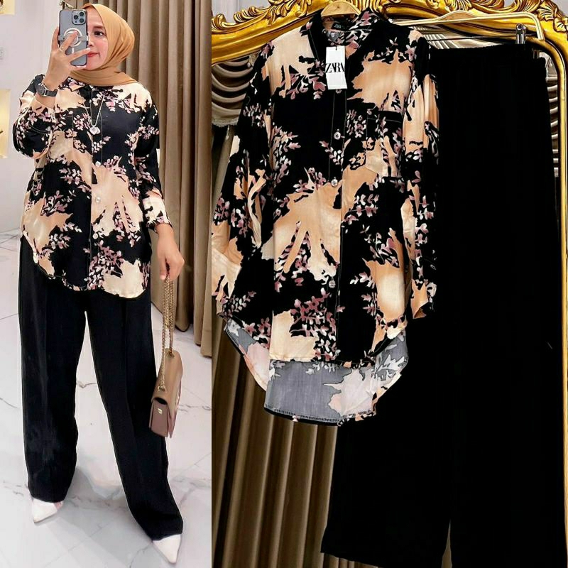 Betrice Set, SETELAN RAYON CANTIK MODIS FIT XXL LD 139 BAHAN TOP RAYON PREMIUM PANTS CRINKLE IMPORT KANCING AKTIF TERMURAH OOTD KEKINIAN TERLARIS