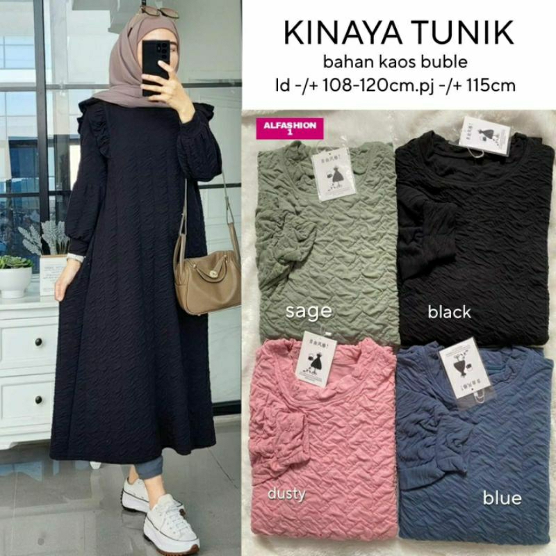 Kinaya Tunik, TUNIK WANITA MUSLIM CANTIK MODIS FIT XXXL LD 108-130 BAHAN KAOS BUBLE IMPORT TERMURAH OOTD KEKINIAN TERLARIS