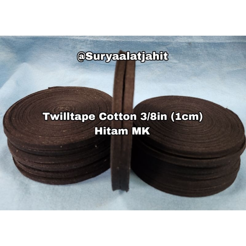 Twilltape Cotton 3/8in (1cm) Hitam MK @50Y =rp.34.500/1pcs