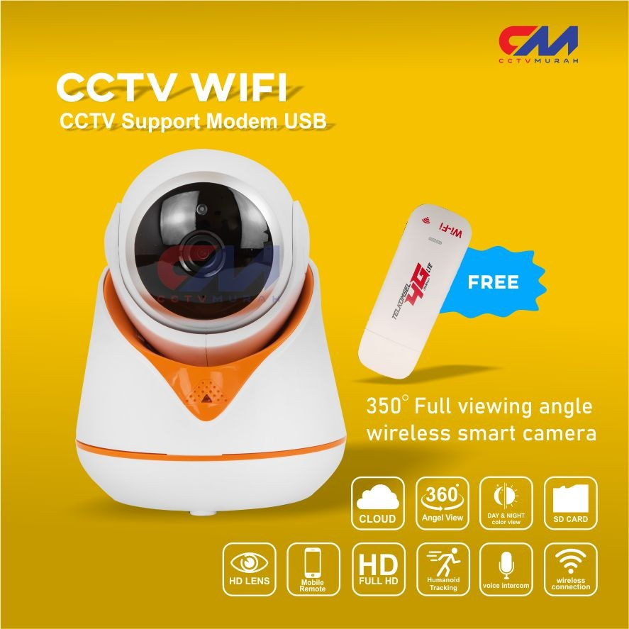 PAKET CCTV WIFI INDOOR+MODEM USB 4G