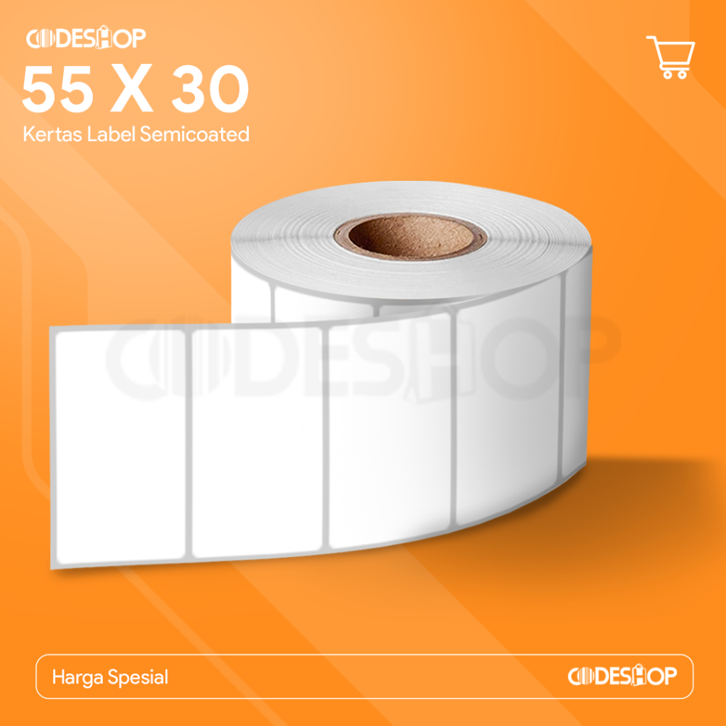 

Codeshop Label Semicoated 55x30 mm 1 Line 1250 Stiker Printer Barcode